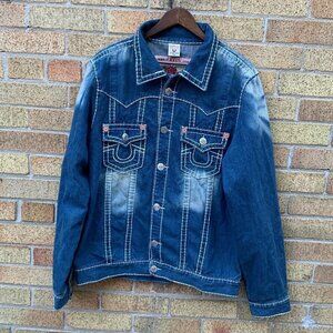 Vintage True Religion Jean Jacket XXXL JOEY SUPER T Blue